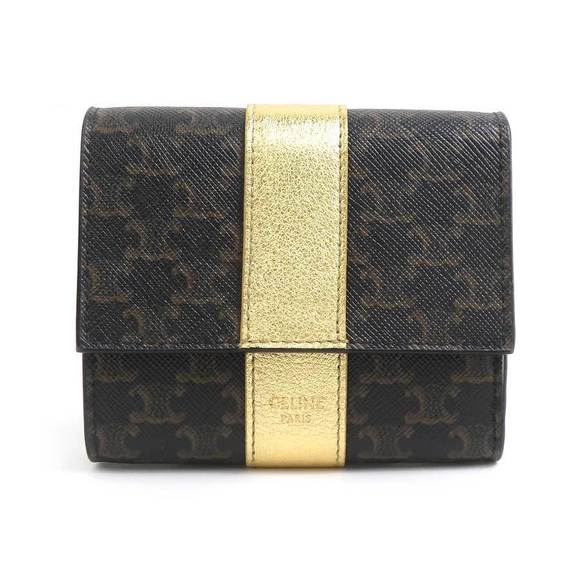Celine Wallet brown Macadam canvas Tri - Picture 1 of 5